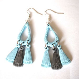 Bohém Makramé stílusú fülbevaló - ékszer - fülbevaló - lógó fülbevaló - Meska.hu