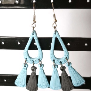 Bohém Makramé stílusú fülbevaló - ékszer - fülbevaló - lógó fülbevaló - Meska.hu