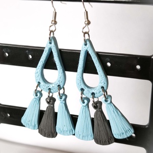 Bohém Makramé stílusú fülbevaló - ékszer - fülbevaló - lógó fülbevaló - Meska.hu