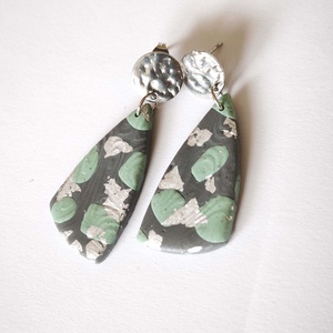 Ezüst-Menta Elegancia fülbevaló, Ékszer, Fülbevaló, Lógó fülbevaló, Ékszerkészítés, Gyurma, MESKA