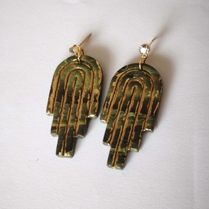 Aranyló Erdőív fülbevaló, Ékszer, Fülbevaló, Lógó fülbevaló, Ékszerkészítés, Gyurma, MESKA