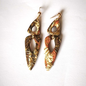 Aranylevél Harmónia fülbevaló, Ékszer, Fülbevaló, Lógó fülbevaló, Ékszerkészítés, Gyurma, MESKA