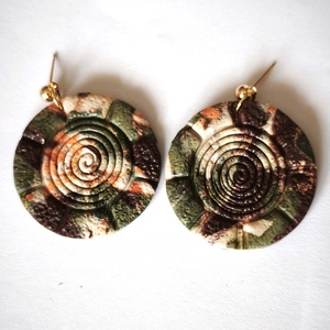 Földszív Spirál fülbevaló, Ékszer, Fülbevaló, Lógó fülbevaló, Ékszerkészítés, Gyurma, MESKA