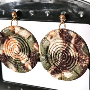 Földszív Spirál fülbevaló - ékszer - fülbevaló - lógó fülbevaló - Meska.hu