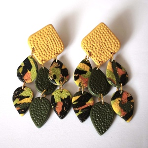 Lux Botanica fülbevaló, Ékszer, Fülbevaló, Lógó fülbevaló, Ékszerkészítés, Gyurma, MESKA