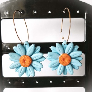 Égkék Margaréta fülbevaló - ékszer - fülbevaló - lógó fülbevaló - Meska.hu