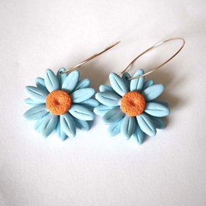 Égkék Margaréta fülbevaló - ékszer - fülbevaló - lógó fülbevaló - Meska.hu