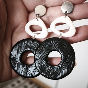 Ében Kontraszt fülbevaló - ékszer - fülbevaló - lógó fülbevaló - Meska.hu