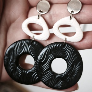 Ében Kontraszt fülbevaló - ékszer - fülbevaló - lógó fülbevaló - Meska.hu