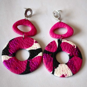 Pink Vibrálás fülbevaló, Ékszer, Fülbevaló, Lógó fülbevaló, Ékszerkészítés, Gyurma, MESKA