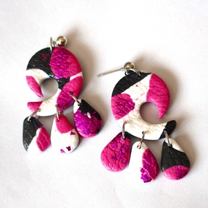 Pink Ritmus fülbevaló - ékszer - fülbevaló - lógó fülbevaló - Meska.hu