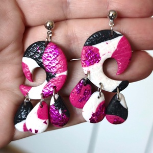 Pink Ritmus fülbevaló - ékszer - fülbevaló - lógó fülbevaló - Meska.hu