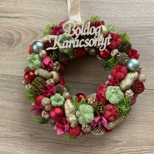 Amerikai stílusú tömött adventi koszorú / karácsonyi kopogtató - karácsony - adventi díszek - adventi ajtódísz - Meska.hu