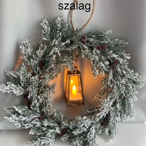 Havas tuja nagy kopogtató LED szalaggal - karácsony - karácsonyi lakásdekoráció - karácsonyi ajtódíszek - Meska.hu