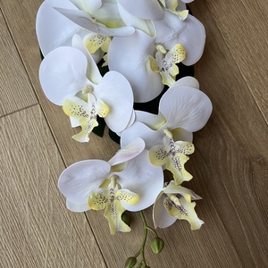 Nagy méretű fehér dísz - orchidea, liziantusz, rózsa hosszú 60 cm esküvőre, sírhelyre, asztalra - esküvő - dekoráció - asztaldísz - Meska.hu