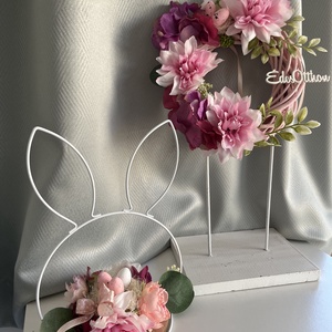 Virágos kopogtató, tavaszi-nyári lakás dekoráció - otthon & életmód - dekoráció - asztal és polc dekoráció - asztaldísz - Meska.hu