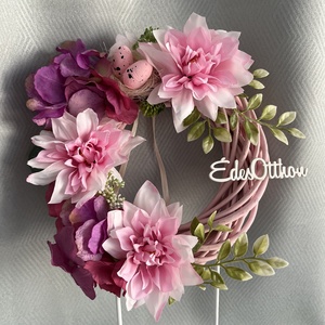 Virágos kopogtató, tavaszi-nyári lakás dekoráció, Otthon & Életmód, Dekoráció, Asztal és polc dekoráció, Asztaldísz, Virágkötés, MESKA