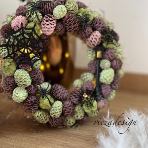 Világító halloweeni ajtódísz, pókok - otthon & életmód - dekoráció - ajtó- és ablak dekoráció - ajtódísz & kopogtató - Meska.hu