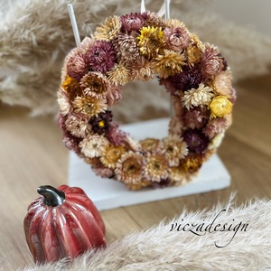 Szárazvirág koszorú, ajtódísz, kopogtató 20 cm - szalmakoszorú tavasz-nyár-ősz, Otthon & Életmód, Dekoráció, Ajtó- és ablak dekoráció, Ajtódísz & Kopogtató, Virágkötés, MESKA