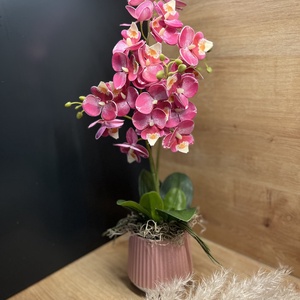 Prémium, élethű orchidea kaspóban, 1 szálas - tigris rózsaszín, Otthon & Életmód, Dekoráció, Virágdísz és tartó, Csokor & Virágdísz, Virágkötés, MESKA