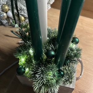 Matt sötétzöld színvilágú fiókos adventi dísz - karácsony - adventi díszek - adventi gyertyadíszek és koszorúdíszek - Meska.hu