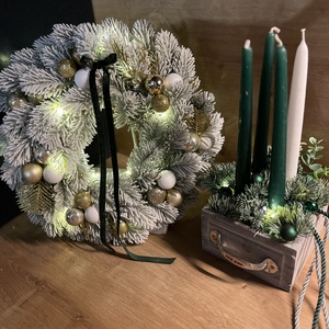 Matt sötétzöld színvilágú fiókos adventi dísz - karácsony - adventi díszek - adventi gyertyadíszek és koszorúdíszek - Meska.hu