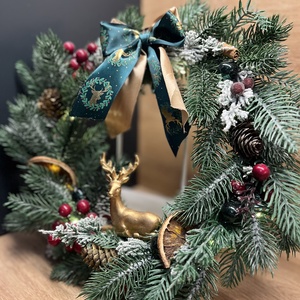 Szarvasos, LED-es téli, adventi kopogtat, ajtódísz - karácsony - karácsonyi lakásdekoráció - karácsonyi ajtódíszek - Meska.hu