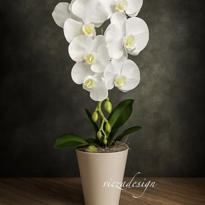 Prémium, élethű orchidea kaspóban, 1 szálas, Otthon & Életmód, Dekoráció, Virágdekoráció, Virágdíszítő kellékek, Virágkötés, MESKA
