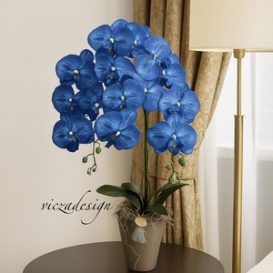 2 szálas kék orchidea, gondozásmentes, arany ker�mia kaspóban, Otthon & Életmód, Virágdekoráció, Virágdíszek, Virágdísz kaspóban, Virágkötés, MESKA