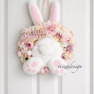 Nyuszipopó kopogtató húsvéti tavaszi  - ünnepi díszek, dekorációk - húsvéti díszek és dekorációk - húsvéti ajtódísz, kopogtató - Meska.hu