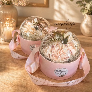 Ballagási virág búrával, akasztóval !RÓZSASZÍN DOBOZZAL - Meska.hu