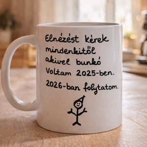 2026 újévi bögre - Vidámka stílusban , Otthon & Életmód, Konyhafelszerelés, tálalás, Tálalás, Bögre & Csésze, , MESKA