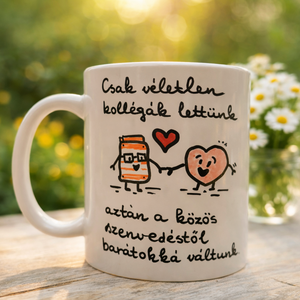 Kollégákból barátok  kézzel festett bögre - Meska.hu