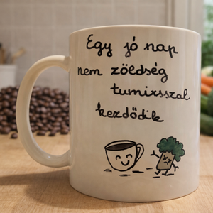 Egy jó nap nem zöldség turmixszal kezdődik - kézzel festett vicces bögre  - Meska.hu