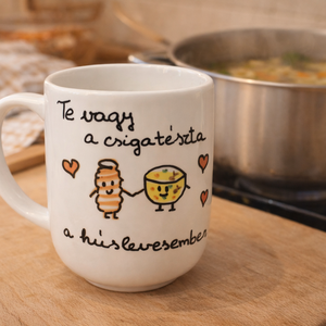 Te vagy a csigatészta a húslevesemben kézzel festett bögre, Otthon & Életmód, Konyhafelszerelés, tálalás, Tálalás, Bögre & Csésze, , MESKA