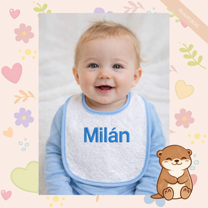 Névre szóló hímzett baba frottír előke � személyre szabható babakendő, egyedi ajándék - baba - mama - szoptatási, etetési kellékek - partedli, előke - Meska.hu