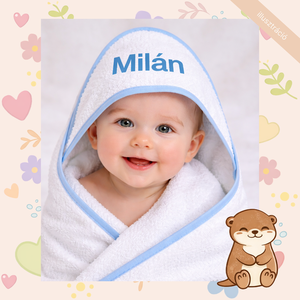 Neves hímzett baba frottír kapucnis törölköző � személyre szabható baba kifogó, egyedi neves ajándék - baba - mama - pelenkázó, babafürdető kellékek - baba törölköző - Meska.hu