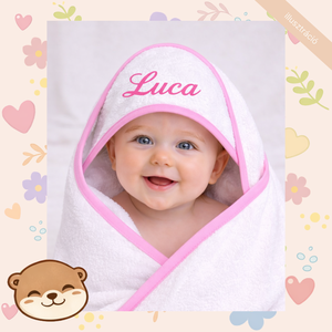 Neves hímzett baba frottír kapucnis törölköző � személyre szabható baba kifogó, egyedi neves ajándék, Baba - mama, Pelenkázó, babafürdető kellékek, Baba törölköző, Hímzés, MESKA