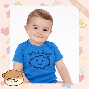 Kisfiús felhő mintás hímzett baba body � személyre szabható, puha pamut body fiúknak, egyedi ajándék, Baba - mama, Babaruházat, Baba body, Hímzés, MESKA