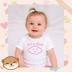 Kislányos felhő mintás hímzett baba body � személyre szabható, puha pamut body lányoknak, egyedi ajándék - baba - mama - babaruházat - baba body - Meska.hu