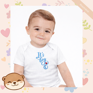 Kisfiús feliratos hímzett baba body � személyre szabható, puha pamut body fiúknak, egyedi ajándék - baba - mama - babaruházat - baba body - Meska.hu