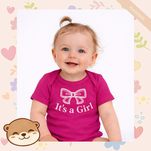 Kislányos masni mintás hímzett baba body � személyre szabható, puha pamut body lányoknak, egyedi ajándék, Baba - mama, Babaruházat, Baba body, Hímzés, MESKA