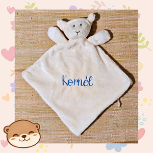 Bárányos szundikendő névreszóló hímzéssel � puha alvótárs babáknak, hímzett névvel, Baba - mama, Baba játékok, Szundikendő, alvóka, Hímzés, MESKA