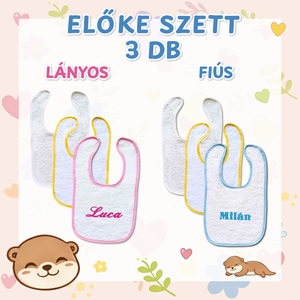 3 db hímzett előke - névre szóló, személyre szabható babakendő, egyedi ajándék szett, Baba - mama, Szoptatási, etetési kellékek, Partedli, előke, Hímzés, MESKA