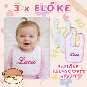 3 db hímzett előke - névre szóló, személyre szabható babakendő, egyedi ajándék szett - baba - mama - szoptatási, etetési kellékek - partedli, előke - Meska.hu