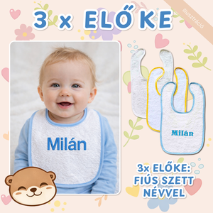 3 db hímzett előke - névre szóló, személyre szabható babakendő, egyedi ajándék szett - baba - mama - szoptatási, etetési kellékek - partedli, előke - Meska.hu