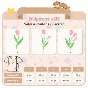 Tulipán mintás női póló, tavaszi virágos minta - ruha & divat - női ruha - póló, felső - Meska.hu