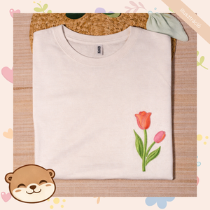 Tulipán mintás női póló, tavaszi virágos minta - ruha & divat - női ruha - póló, felső - Meska.hu