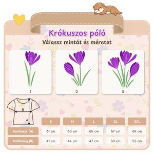 Krókusz mintás női póló, tavaszi virágos minta - ruha & divat - női ruha - póló, felső - Meska.hu