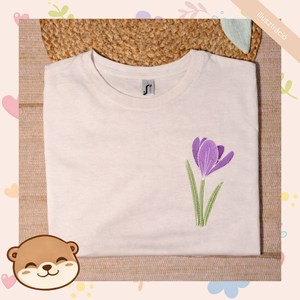 Krókusz mintás női póló, tavaszi virágos minta - ruha & divat - női ruha - póló, felső - Meska.hu